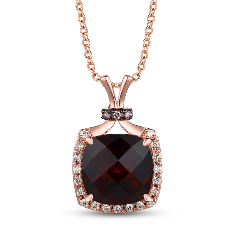 Le Vian Natural Garnet Necklace 1/8 ct tw Diamonds 14K Strawberry Gold