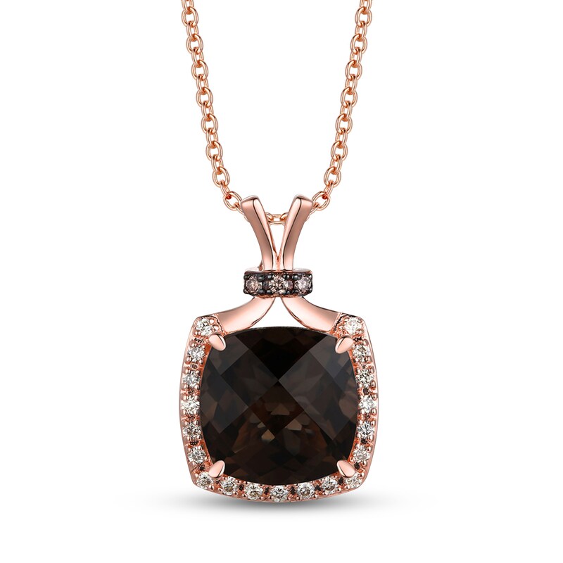 Main Image 1 of Le Vian Natural Smoky Quartz Necklace 1/8 ct tw Diamonds 14K Strawberry Gold
