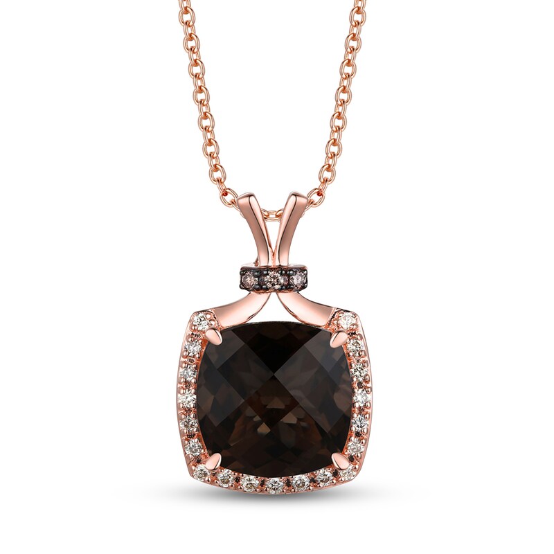 Le Vian Natural Smoky Quartz Necklace 1/8 ct tw Diamonds 14K Strawberry Gold