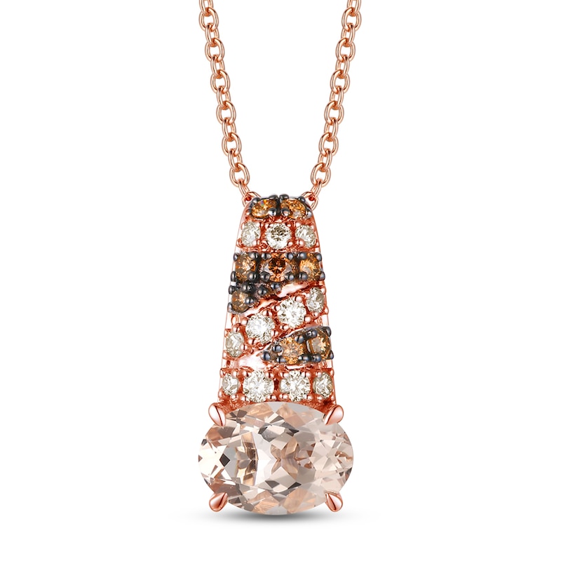 Main Image 1 of Le Vian Natural Morganite Necklace 1/6 ct tw Diamonds 14K Strawberry Gold