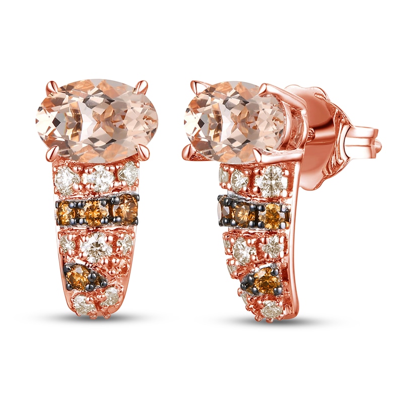 Main Image 1 of Le Vian Natural Morganite Earrings 1/4 ct tw Diamonds 14K Strawberry Gold
