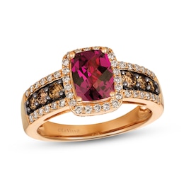 Le Vian Natural Rhodolite Garnet Ring 5/8 ct tw Diamonds 14K Strawberry Gold
