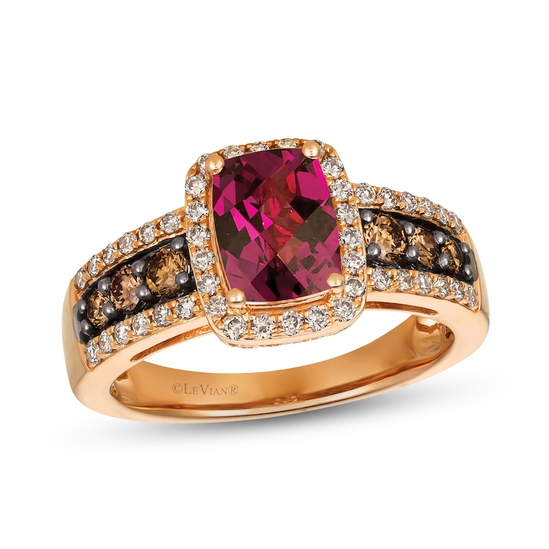 Main Image 1 of Le Vian Natural Rhodolite Garnet Ring 5/8 ct tw Diamonds 14K Strawberry Gold