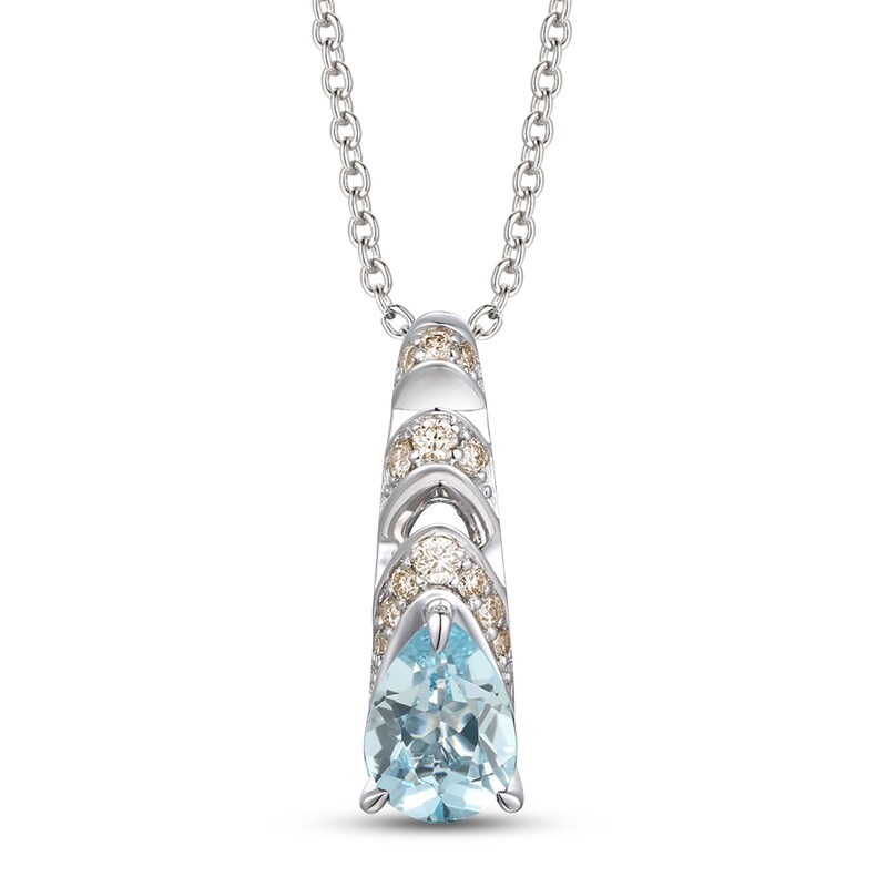 Main Image 1 of Le Vian Natural Aquamarine Necklace 1/10 ct tw Diamonds 14K Vanilla Gold