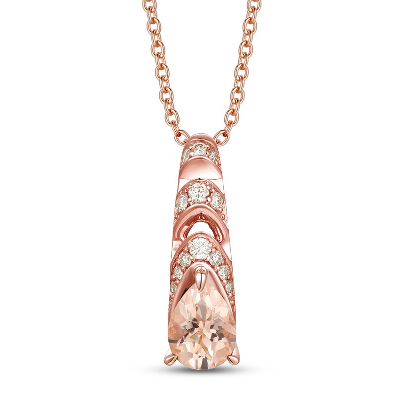 Main Image 1 of Le Vian Natural Morganite Necklace 1/10 ct tw Diamonds 14K Strawberry Gold