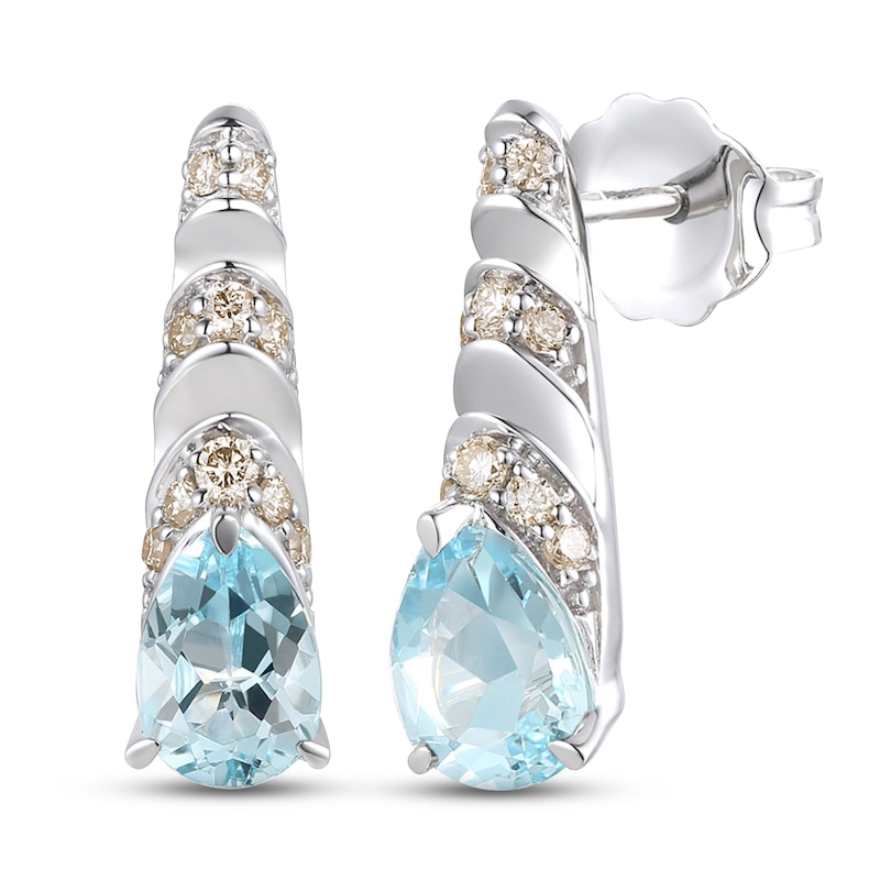 Main Image 1 of Le Vian Natural Aquamarine Earrings 1/8 ct tw Diamonds 14K Vanilla Gold