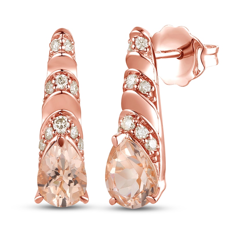 Main Image 1 of Le Vian Natural Morganite Earrings 1/8 ct tw Diamonds 14K Strawberry Gold