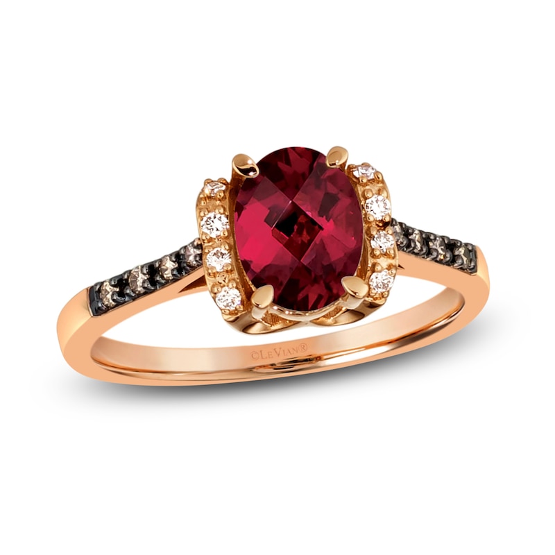 Le Vian Natural Rhodolite Garnet Ring 1/10 ct tw Diamonds 14K Strawberry Gold