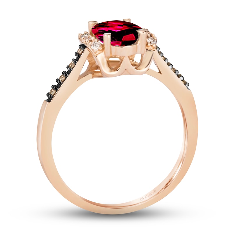 Le Vian Natural Rhodolite Garnet Ring 1/10 ct tw Diamonds 14K Strawberry Gold