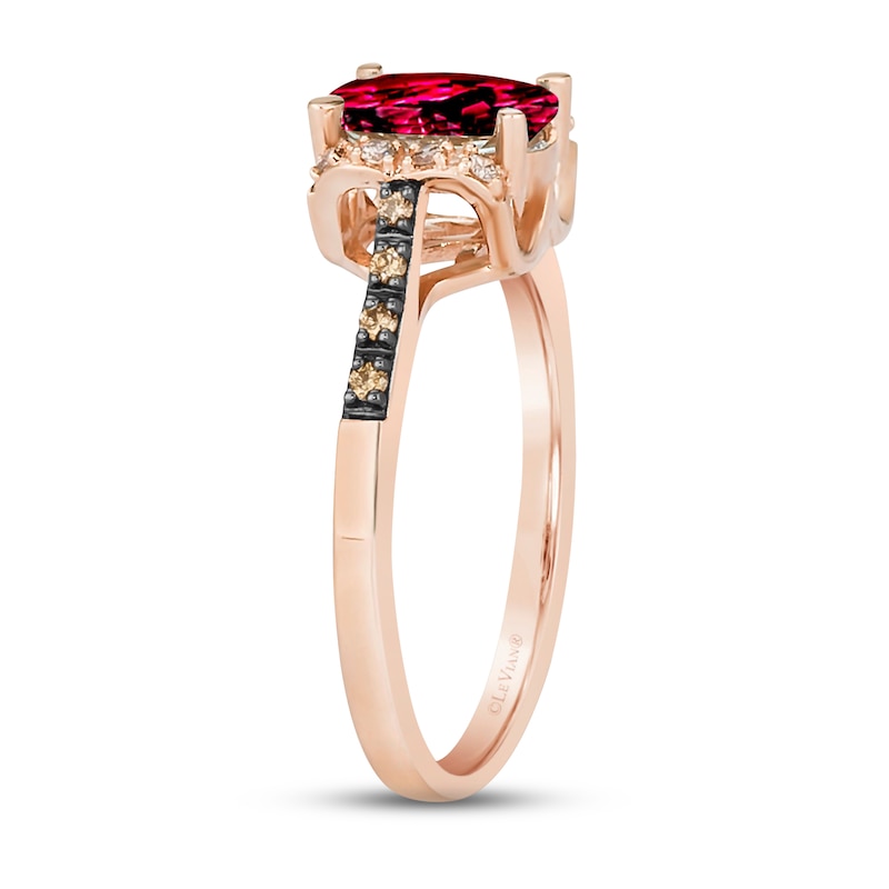Main Image 4 of Le Vian Natural Rhodolite Garnet Ring 1/10 ct tw Diamonds 14K Strawberry Gold