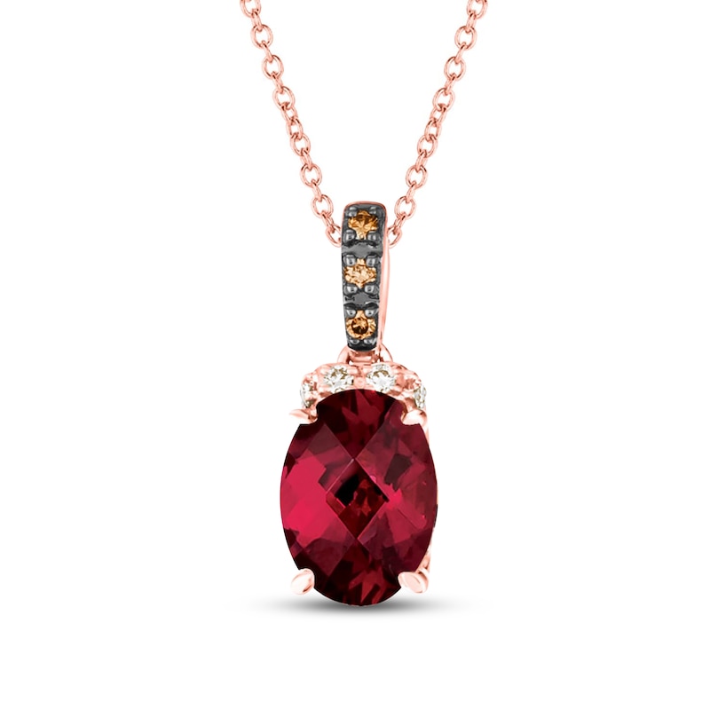 Le Vian Natural Rhodolite Garnet Necklace 1/20 ct tw Diamonds 14K Strawberry Gold