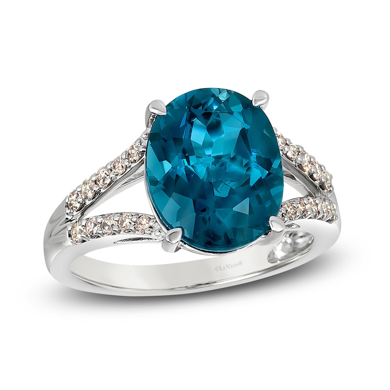Main Image 1 of Le Vian Natural Blue Topaz Ring 1/4 ct tw Diamonds 14K Vanilla Gold