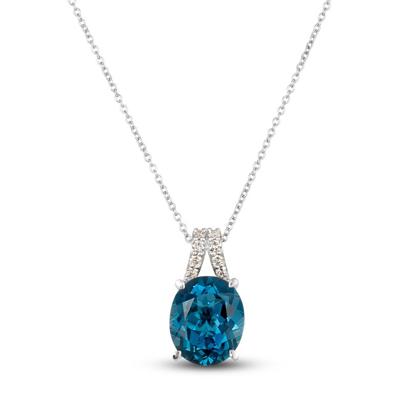 Main Image 1 of Le Vian Natural Blue Topaz Pendant 1/8 ct tw Diamonds 14K Vanilla Gold