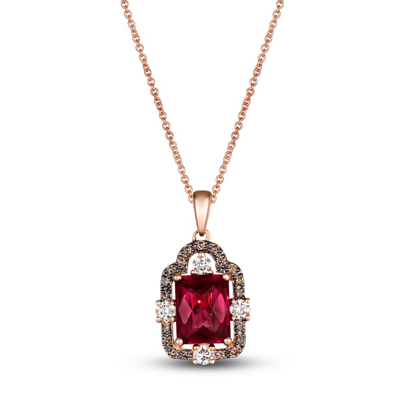 Main Image 1 of Le Vian Natural Rhodolite Garnet Pendant 3/8 ct tw Diamonds 14K Strawberry Gold