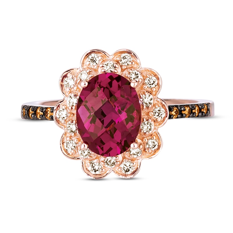 Le Vian Natural Rhodolite Garnet Ring 1/4 ct tw Diamonds 14K Strawberry Gold