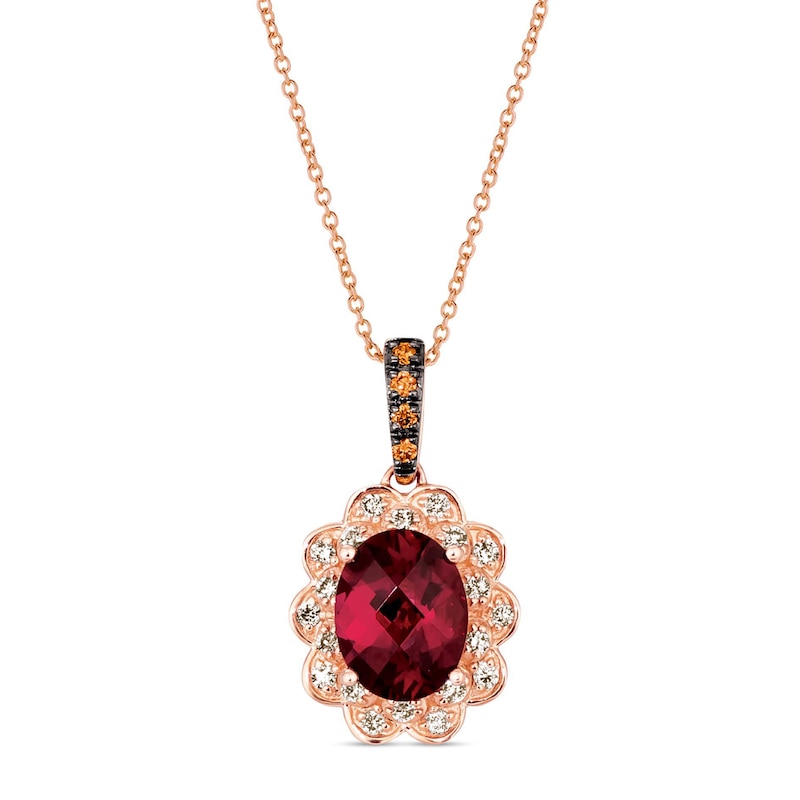 Main Image 1 of Le Vian Natural Rhodolite Garnet Necklace 1/5 ct tw Diamonds 14K Strawberry Gold