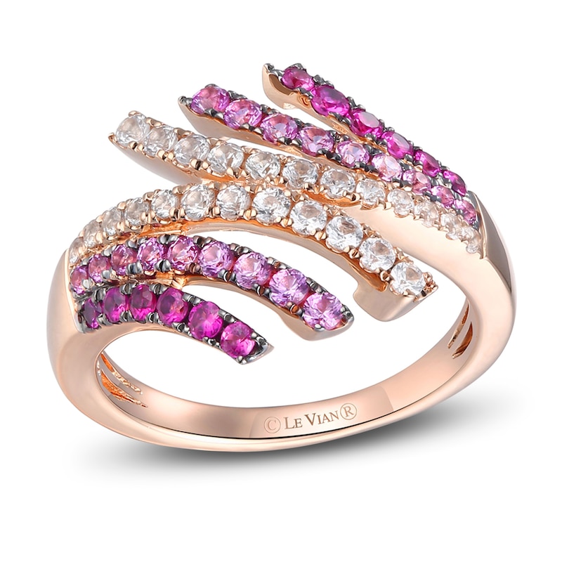 Le Vian Natural Sapphire & Natural Ruby Ring 14K Strawberry Gold with 360