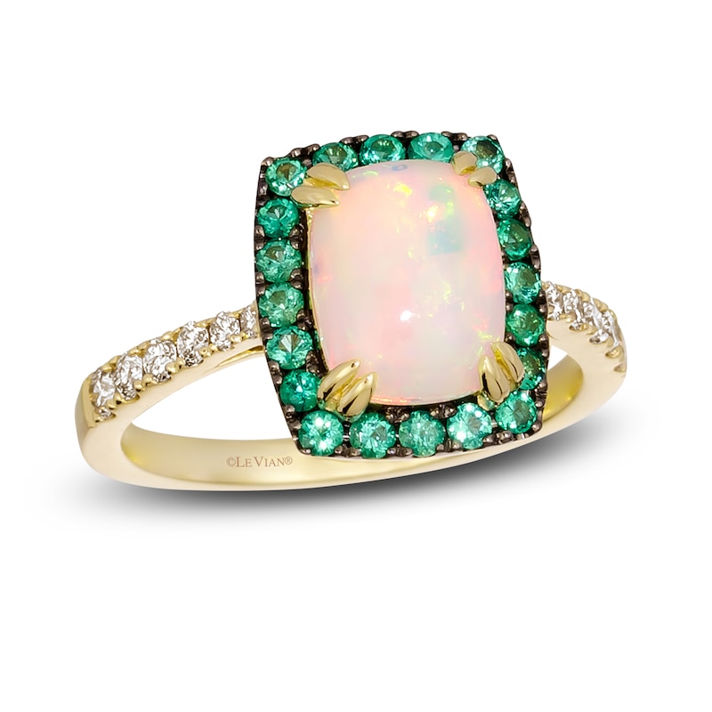 Main Image 1 of Le Vian Natural Opal & Natural Emerald Ring 1/5 ct tw Diamonds 14K Honey Gold