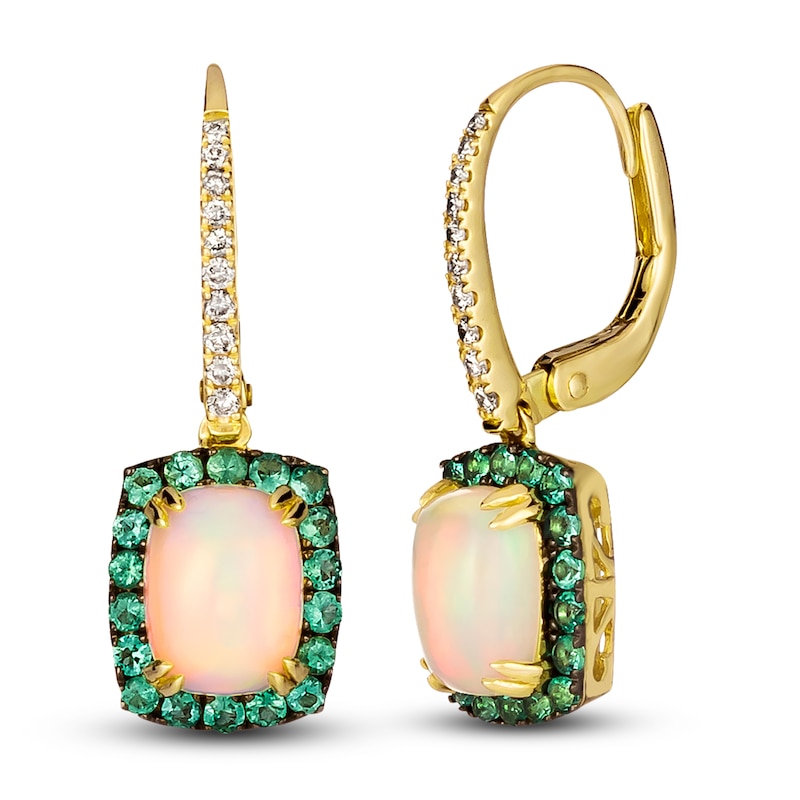 Le Vian Natural Opal & Natural Emerald Earring 1/8 ct tw Diamonds 14K Honey Gold