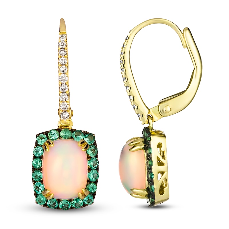Le Vian Natural Opal & Natural Emerald Earring 1/8 ct tw Diamonds 14K Honey Gold