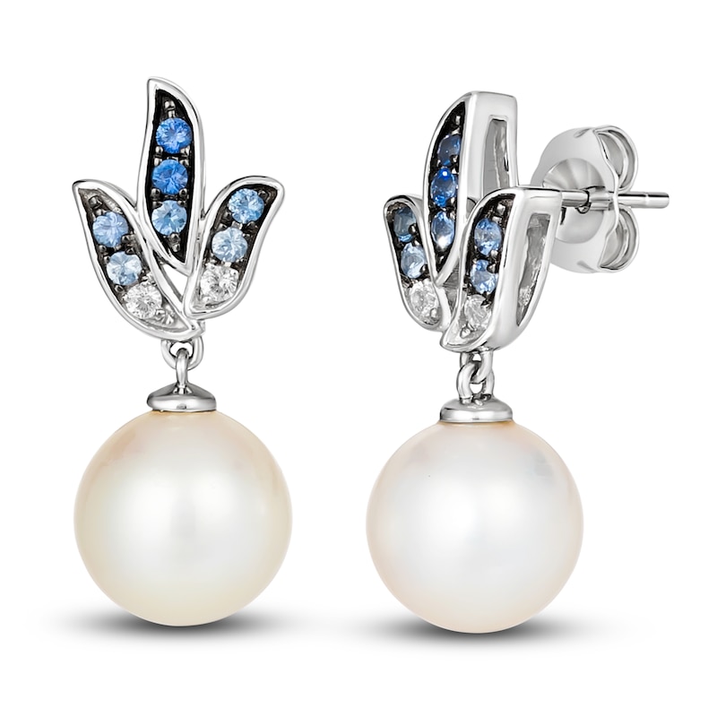 Le Vian Natural Sapphire & Freshwater Cultured Pearl Earrings 14K Vanilla Gold