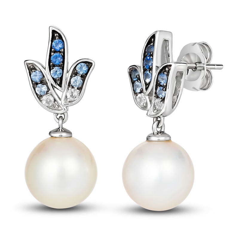 Main Image 1 of Le Vian Natural Sapphire & Freshwater Cultured Pearl Earrings 14K Vanilla Gold
