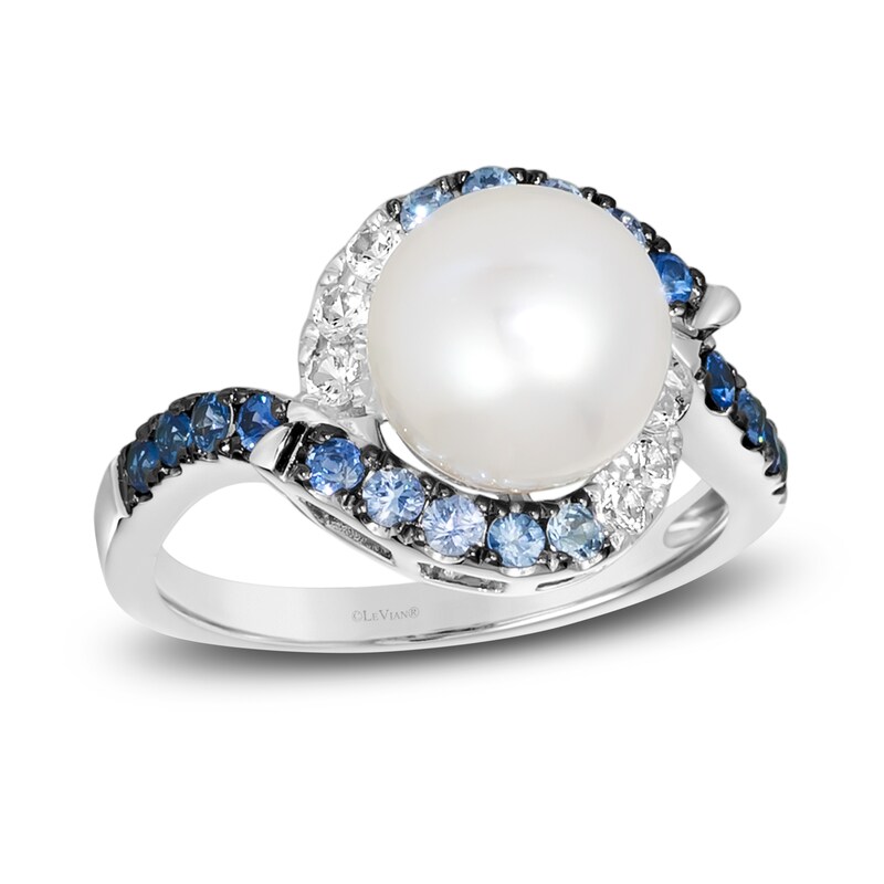 Main Image 1 of Le Vian Natural Sapphire & Freshwater Cultured Pearl Ring 14K Vanilla Gold