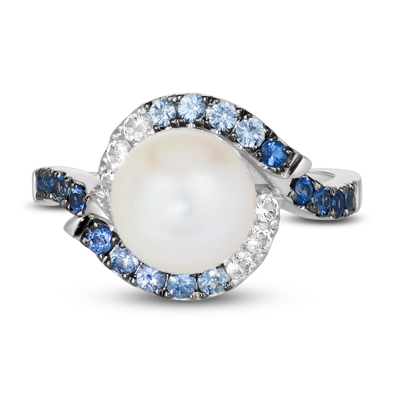 Main Image 2 of Le Vian Natural Sapphire & Freshwater Cultured Pearl Ring 14K Vanilla Gold