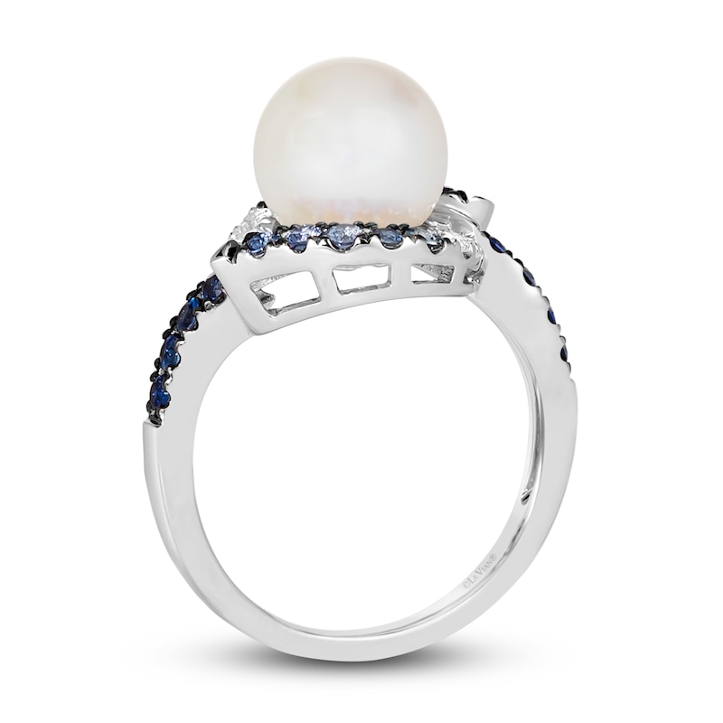 Main Image 3 of Le Vian Natural Sapphire & Freshwater Cultured Pearl Ring 14K Vanilla Gold