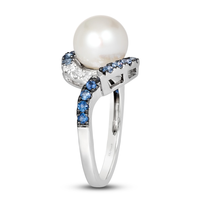 Main Image 4 of Le Vian Natural Sapphire & Freshwater Cultured Pearl Ring 14K Vanilla Gold
