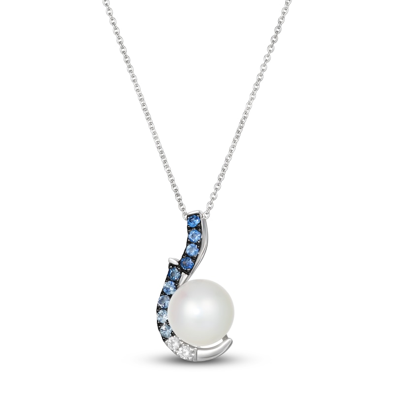 Main Image 1 of Le Vian Natural Sapphire & Freshwater Cultured Pearl Pendant Necklace 14K Vanilla Gold