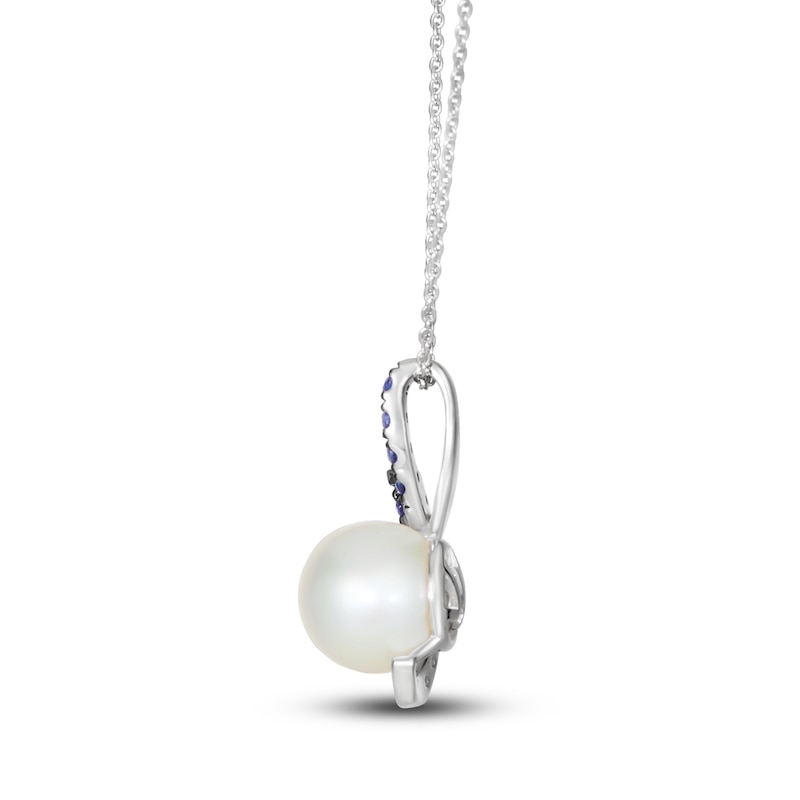 Main Image 2 of Le Vian Natural Sapphire & Freshwater Cultured Pearl Pendant Necklace 14K Vanilla Gold