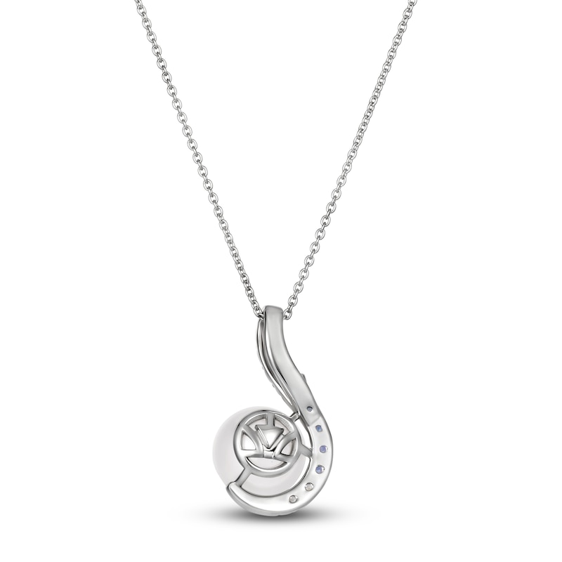 Main Image 3 of Le Vian Natural Sapphire & Freshwater Cultured Pearl Pendant Necklace 14K Vanilla Gold