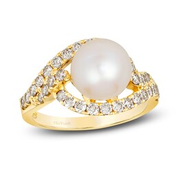 Le Vian Cultured Freshwater Pearl Ring 7/8 ct tw Diamonds 14K Honey Gold