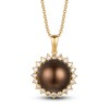 Thumbnail Image 4 of Le Vian Chocolate Cultured Pearl Necklace 3/8 ct tw Diamonds 14K Honey Gold