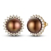 Thumbnail Image 1 of Le Vian Chocolate Cultured Pearl Earrings 7/8 ct tw Diamonds 14K Honey Gold