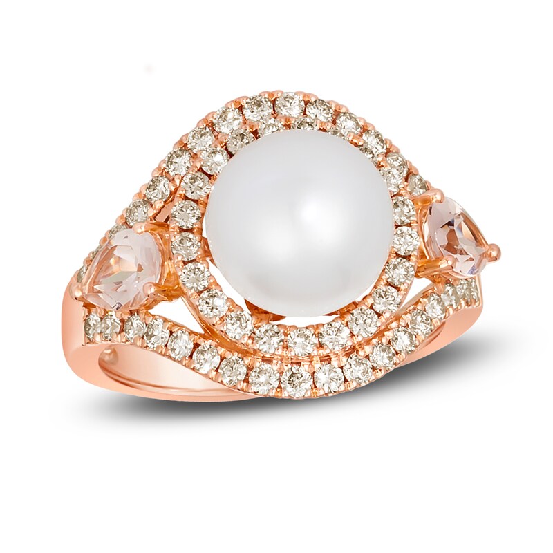 Main Image 1 of Le Vian Natural Morganite & Freshwater Cultured Pearl Ring 3/4 ct tw Diamonds 14K Strawberry Gold