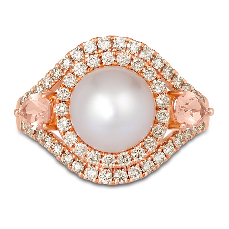 Main Image 2 of Le Vian Natural Morganite & Freshwater Cultured Pearl Ring 3/4 ct tw Diamonds 14K Strawberry Gold