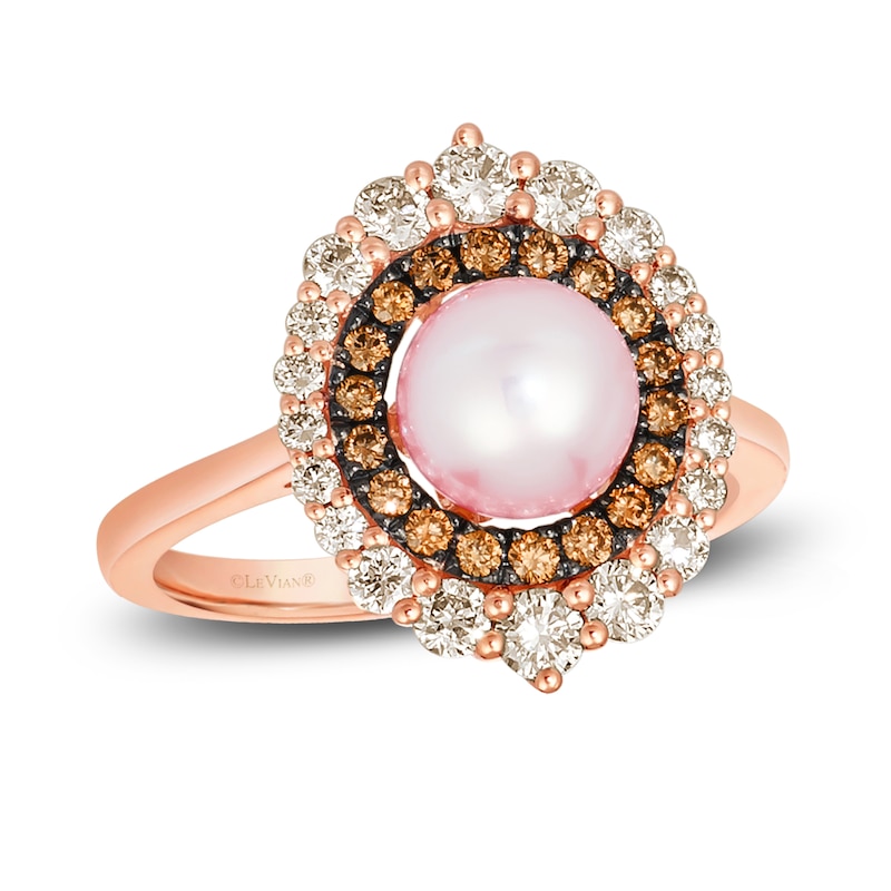 Main Image 1 of Le Vian Natural Freshwater Cultured Pearl Ring 3/4 ct tw Diamonds 14K Strawberry Gold