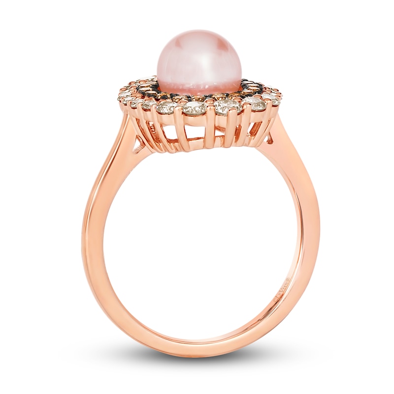 Main Image 3 of Le Vian Natural Freshwater Cultured Pearl Ring 3/4 ct tw Diamonds 14K Strawberry Gold