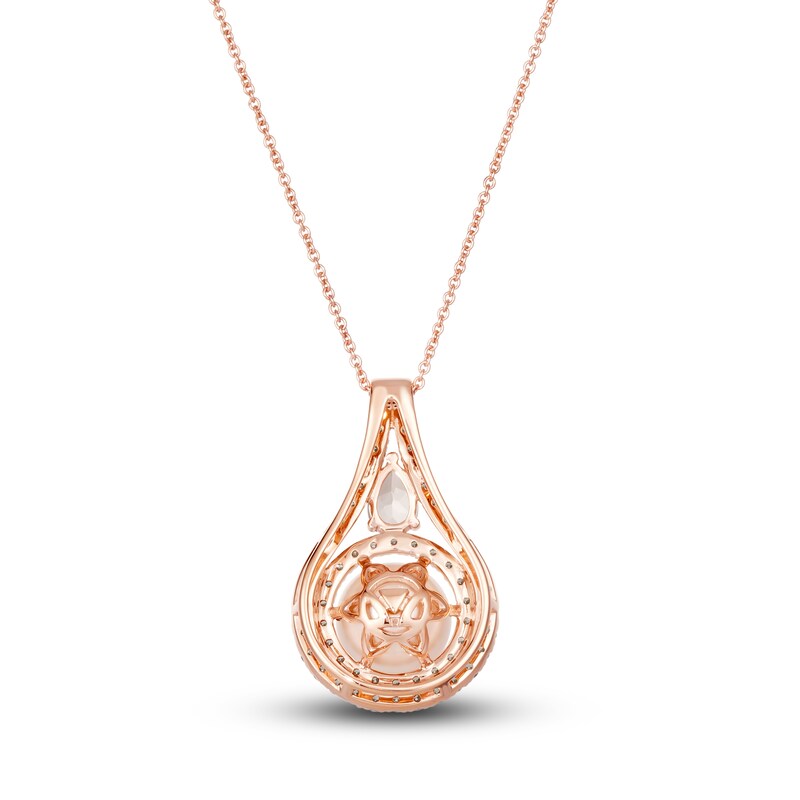 Main Image 3 of Le Vian Natural Morganite & Freshwater Cultured Pearl Necklace 7/8 ct tw Diamonds 14K Strawberry Gold