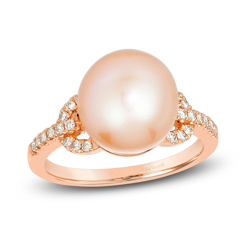 Le Vian Freshwater Cultured Pearl Ring 1/5 ct tw Diamonds 14K Strawberry Gold