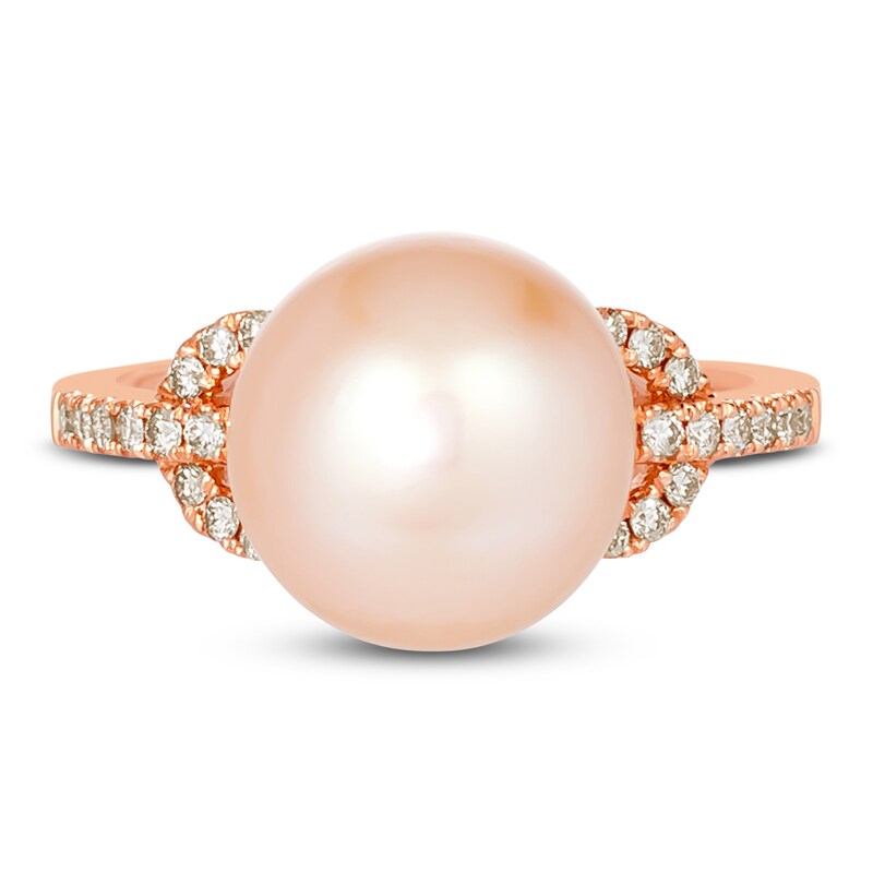 Le Vian Freshwater Cultured Pearl Ring 1/5 ct tw Diamonds 14K Strawberry Gold