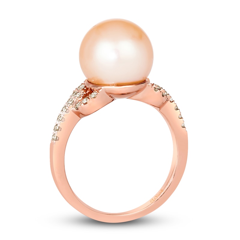 Main Image 3 of Le Vian Freshwater Cultured Pearl Ring 1/5 ct tw Diamonds 14K Strawberry Gold