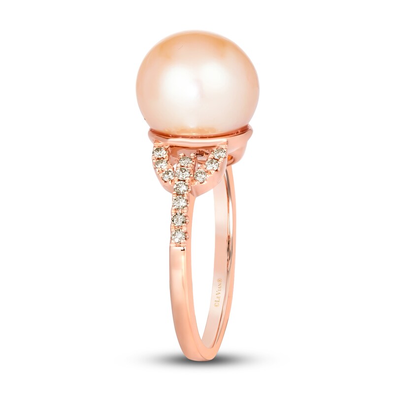 Main Image 4 of Le Vian Freshwater Cultured Pearl Ring 1/5 ct tw Diamonds 14K Strawberry Gold