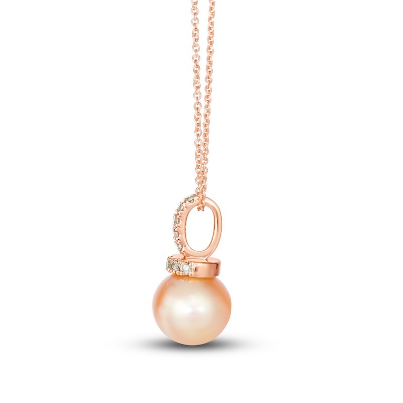 Le Vian Freshwater Cultured Pearl Necklace 1/8 ct tw Diamonds 14K Strawberry Gold