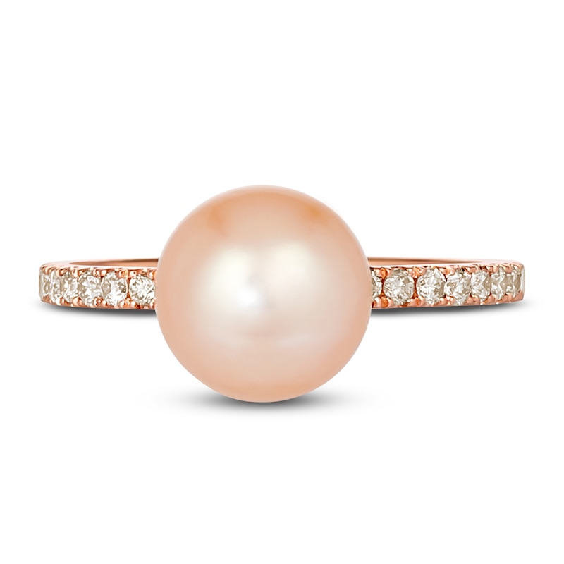 Le Vian Freshwater Cultured Pearl Ring 1/3 ct tw Diamonds 14K Strawberry Gold