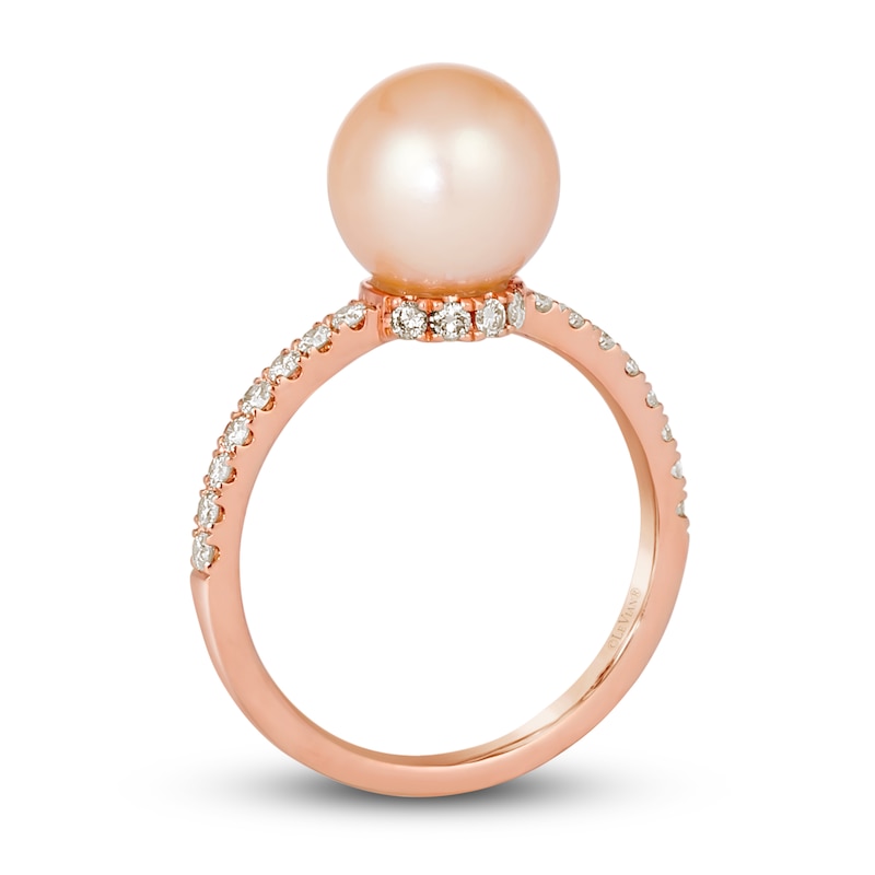 Main Image 3 of Le Vian Freshwater Cultured Pearl Ring 1/3 ct tw Diamonds 14K Strawberry Gold
