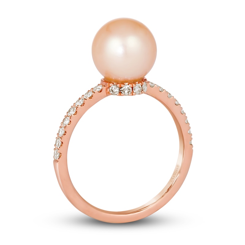 Le Vian Freshwater Cultured Pearl Ring 1/3 ct tw Diamonds 14K Strawberry Gold