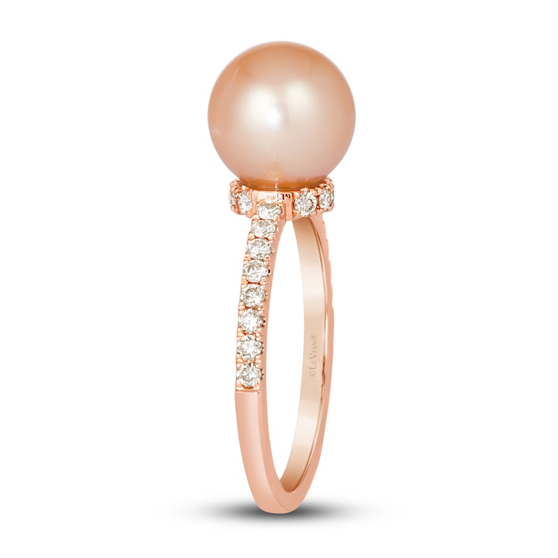 Le Vian Freshwater Cultured Pearl Ring 1/3 ct tw Diamonds 14K Strawberry Gold